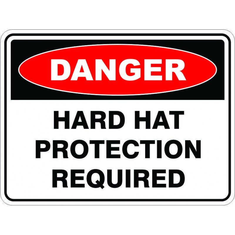 Signviz Powder Coated Metal Danger 90 X 60cm - Hard Hat Protection 